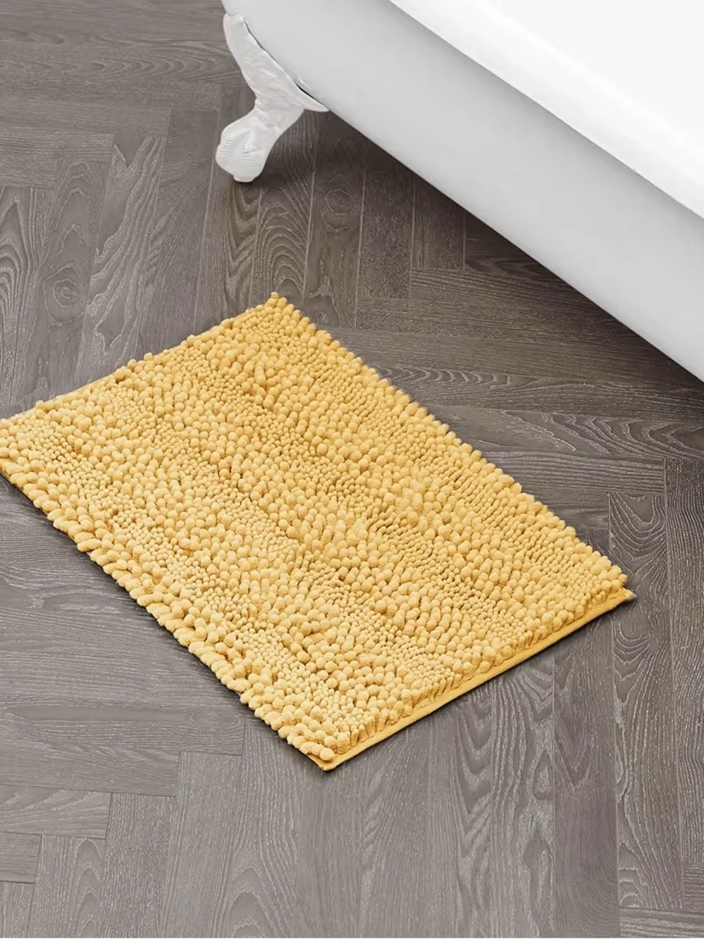Laura Ashley Astor Chenille Bath Mat 17x24 Yellow Non-Slip Machine Washable NWT